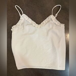 White ruffle tank size small